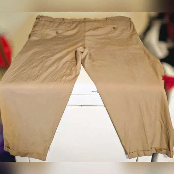 George Men's Kakie Pleated Relaxed Fit size 46x30 Pants - Picture 2 of 6